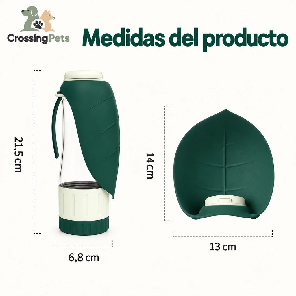 Botella con forma de hoja CrossingPets — imagen 5, información en español