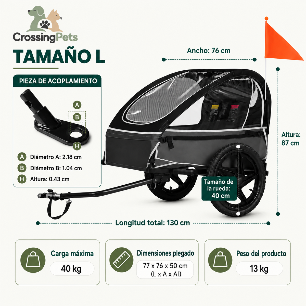 Remolque plegable de bicicleta — imagen 7 — CrossingPets