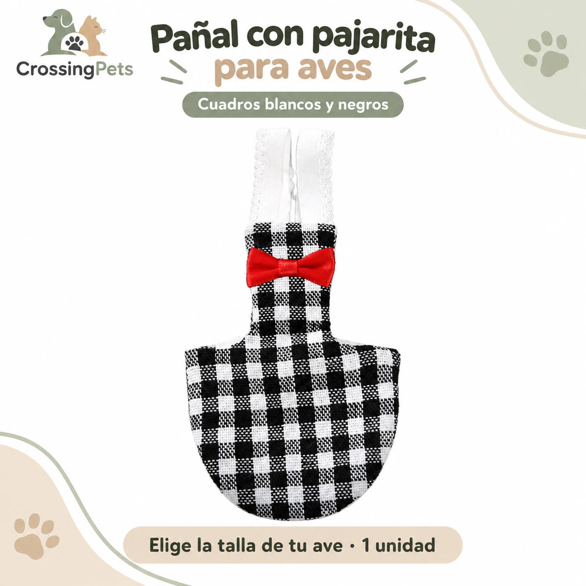 Pañal de tela con pajarita para aves — CrossingPets · imagen 6