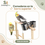 Parque de madera para aves con columpio, escalera y comederos — CrossingPets · imagen 4