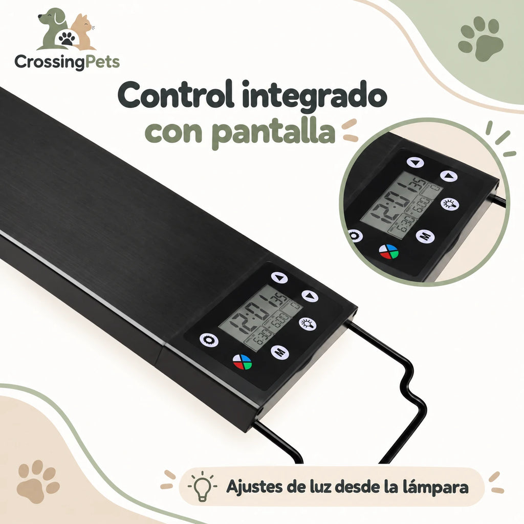 Lámpara LED para acuario con pantalla y soportes extensibles — CrossingPets · imagen 4