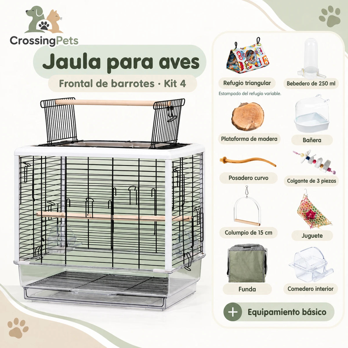 Jaula para aves con apertura superior y bandeja extraíble — CrossingPets · imagen 15