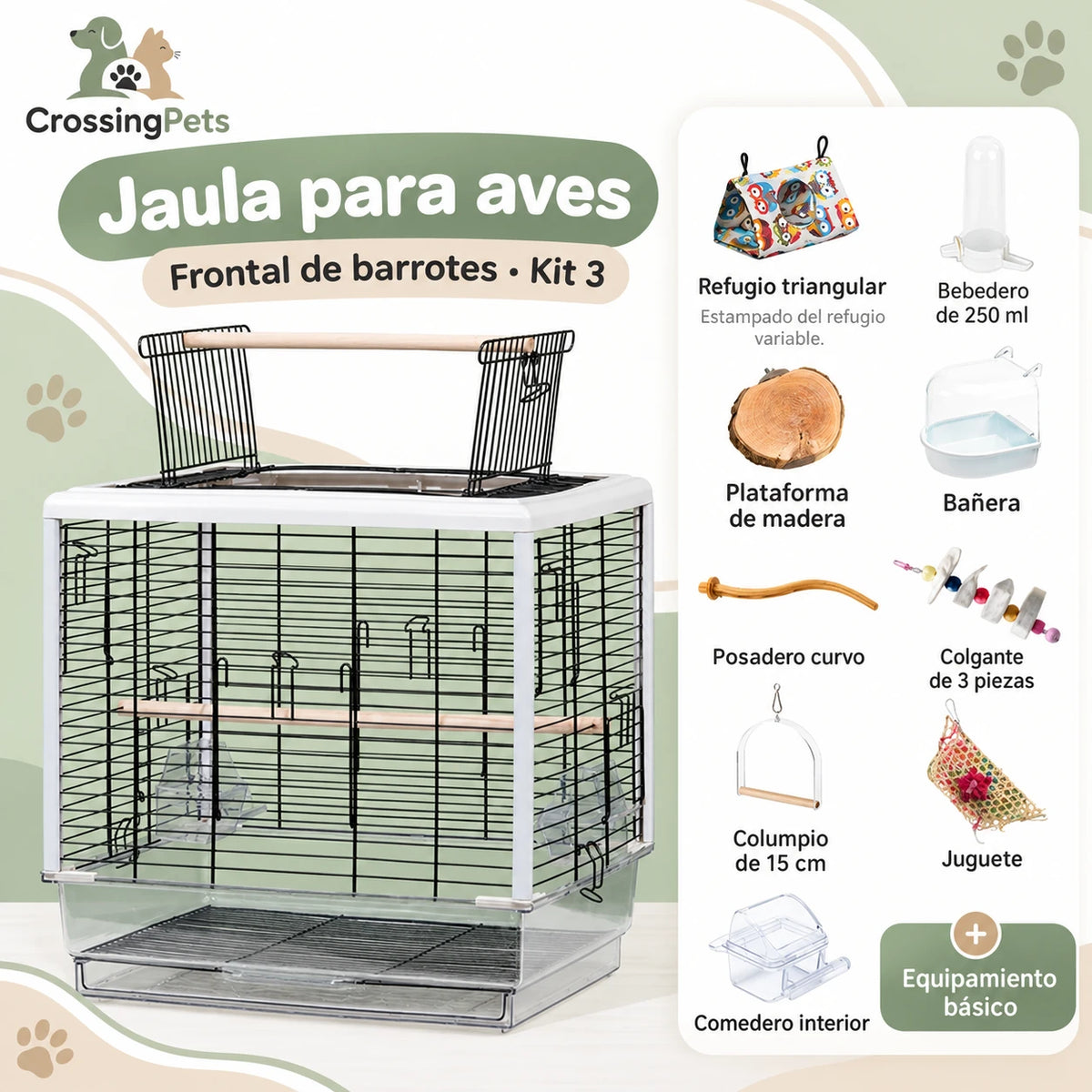 Jaula para aves con apertura superior y bandeja extraíble — CrossingPets · imagen 16