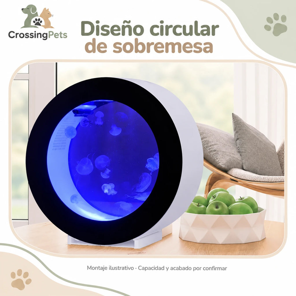 Acuario circular de sobremesa con iluminación LED — CrossingPets · imagen 3