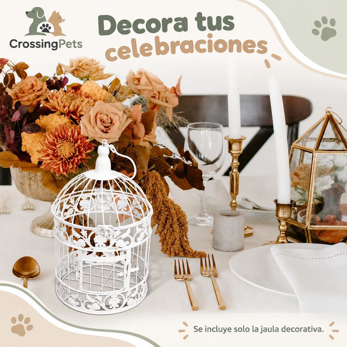 Jaula decorativa blanca de hierro — CrossingPets · imagen 4
