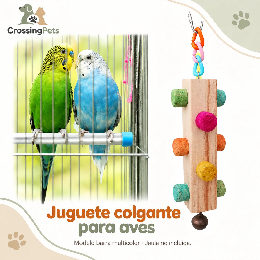 Juguete colgante de madera con piezas texturizadas para aves — CrossingPets · imagen 8