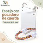 Espejo para aves con posadero de cuerda multicolor — CrossingPets · imagen 1