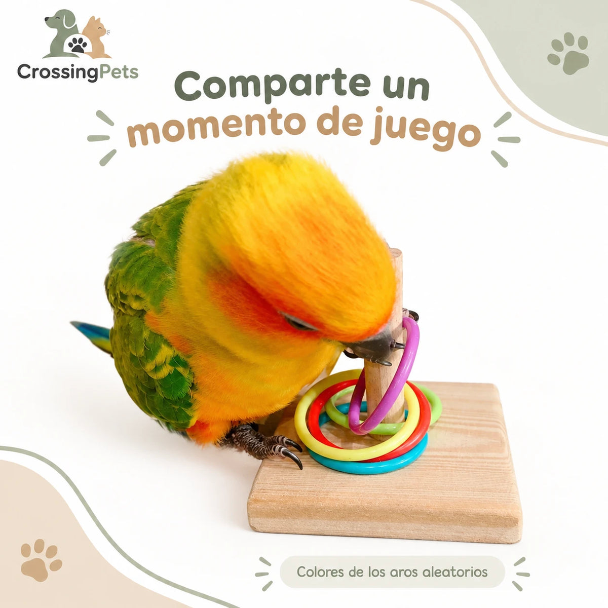 Juego de aros con base de madera para aves — CrossingPets · imagen 2