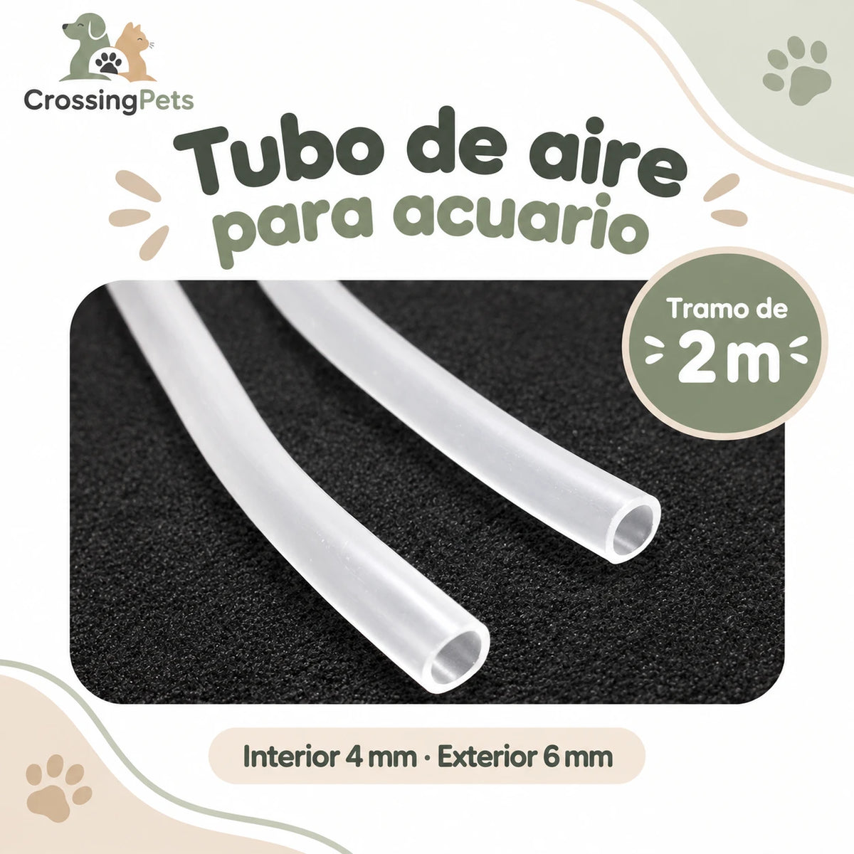 Tubo de aire transparente para acuario de 2 m · 4/6 mm — CrossingPets · imagen 4