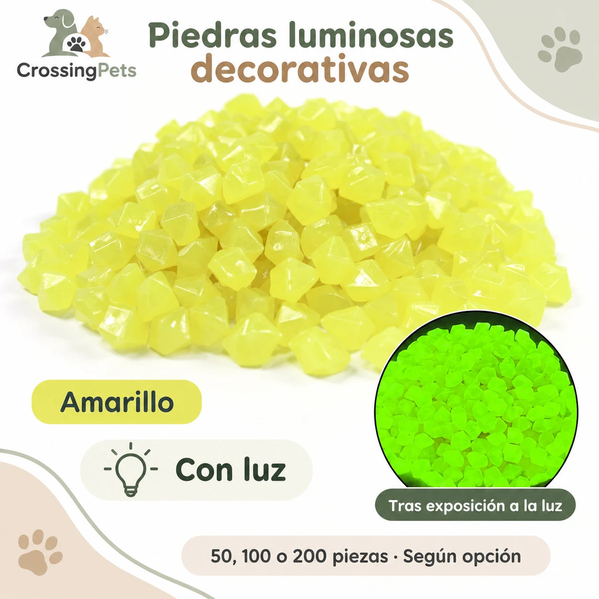 Piedras luminosas decorativas · 50, 100 o 200 piezas — CrossingPets · imagen 6