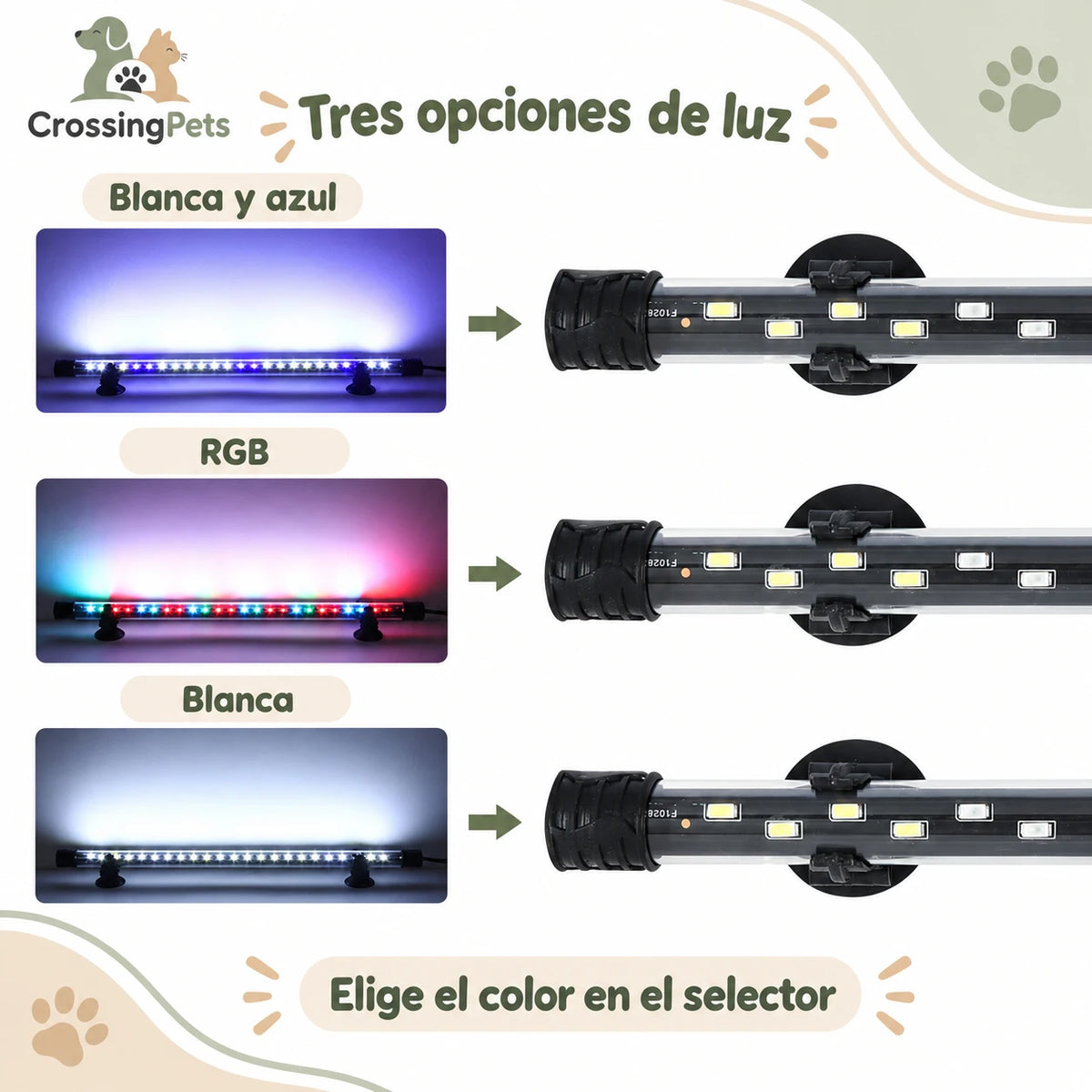Lámpara LED tubular para acuario con ventosas · de 18 a 58 cm — CrossingPets · imagen 19