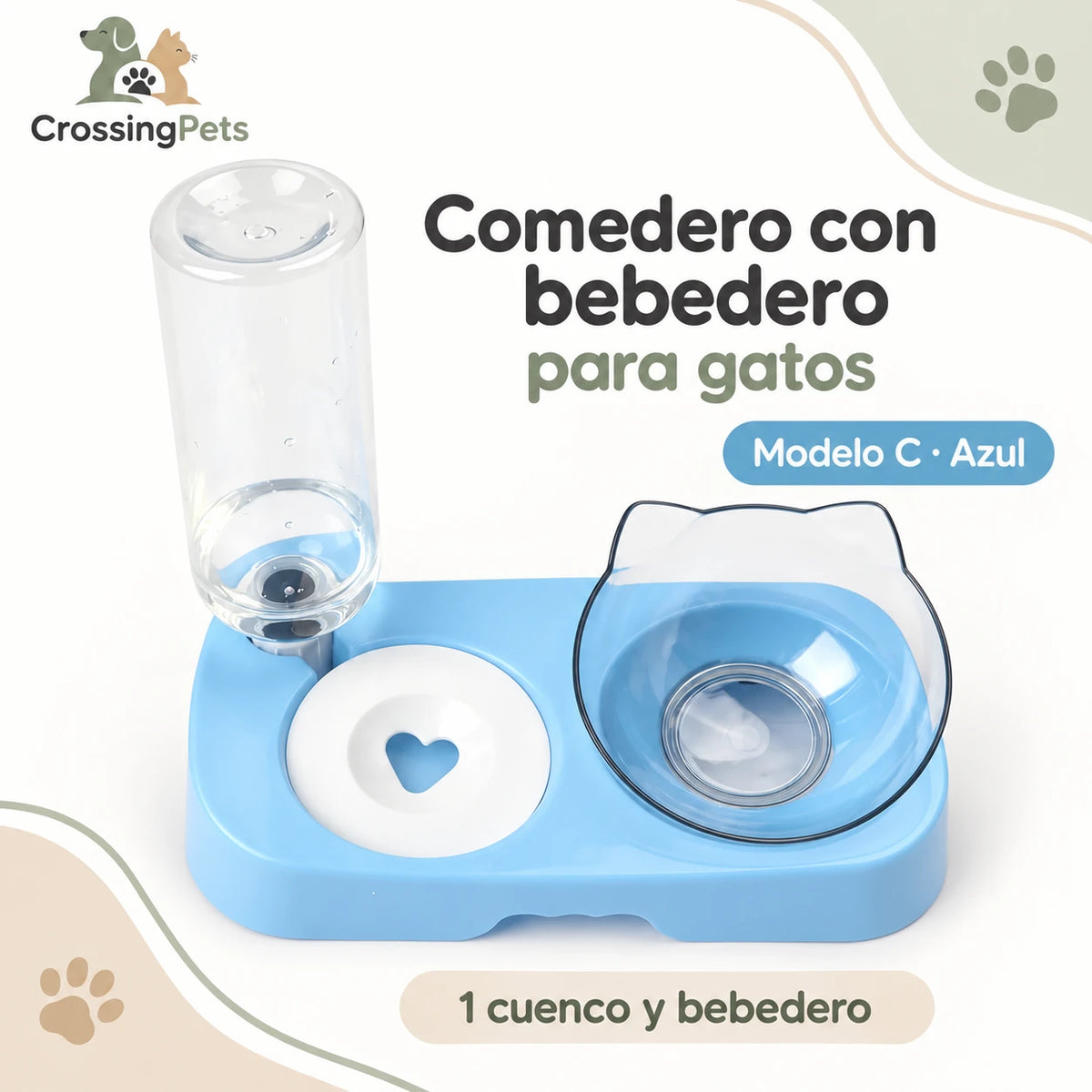 Comedero con bebedero de depósito para gatos — CrossingPets · imagen 7