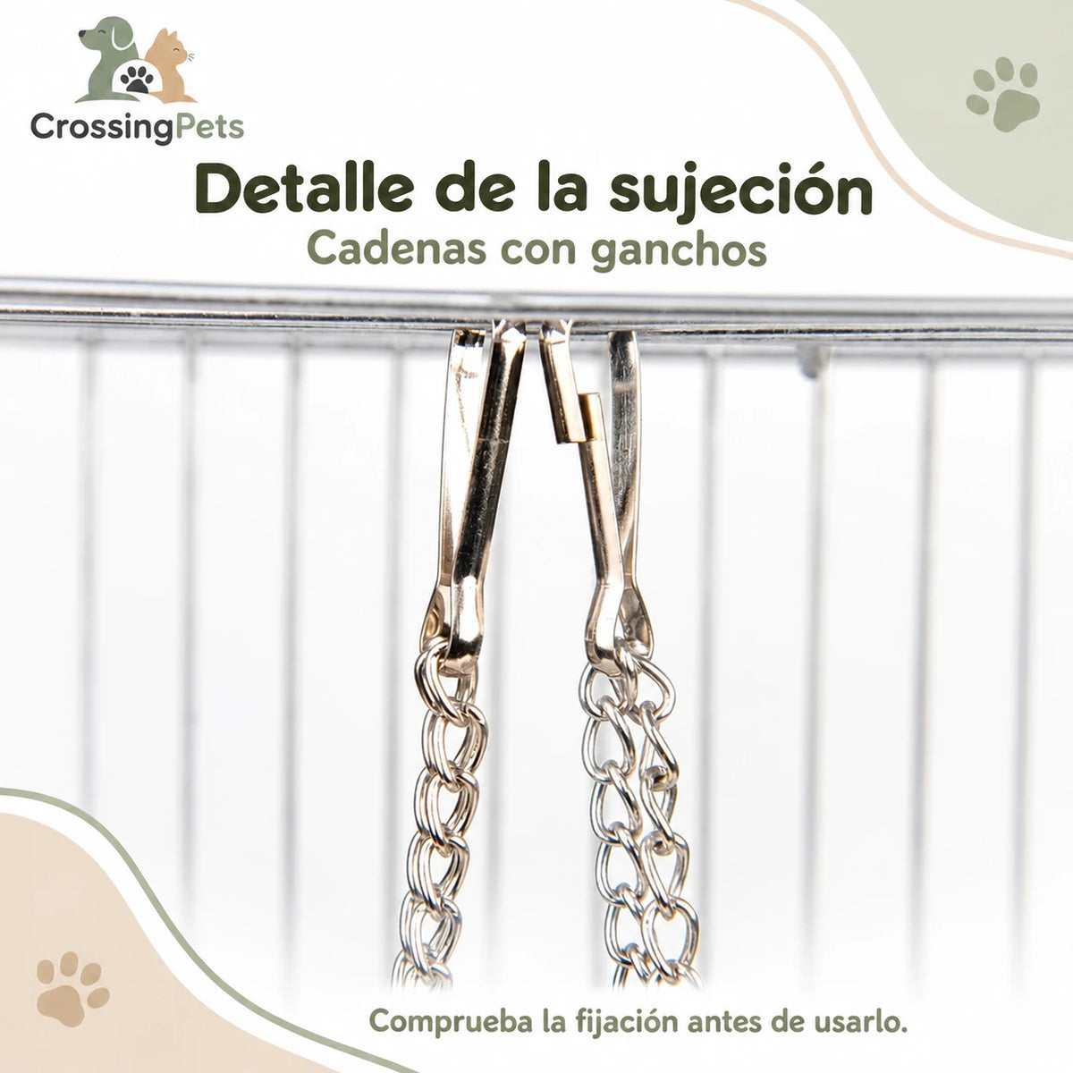 Columpio de madera con cuentas y cadenas para aves — CrossingPets · imagen 8
