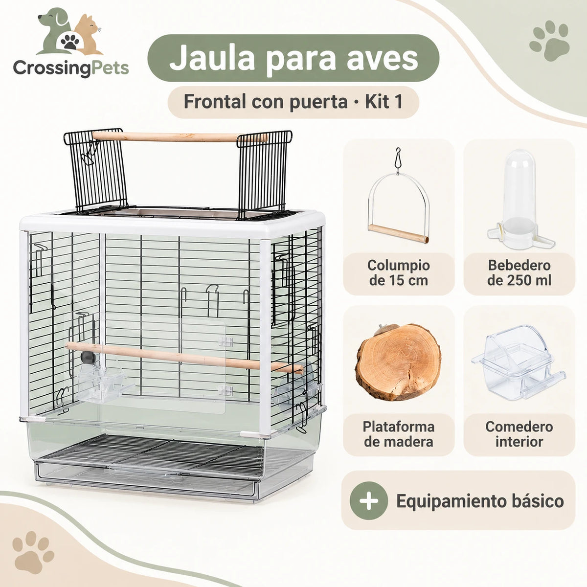 Jaula para aves con apertura superior y bandeja extraíble — CrossingPets · imagen 6