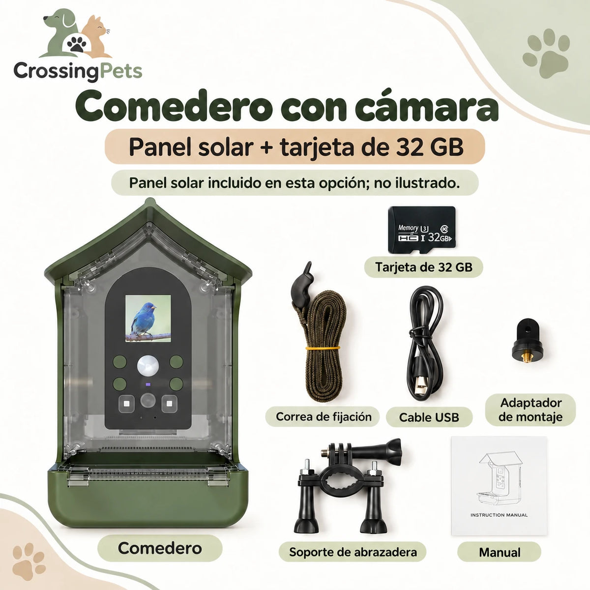 Comedero para aves con cámara y sensor de movimiento — CrossingPets · imagen 2
