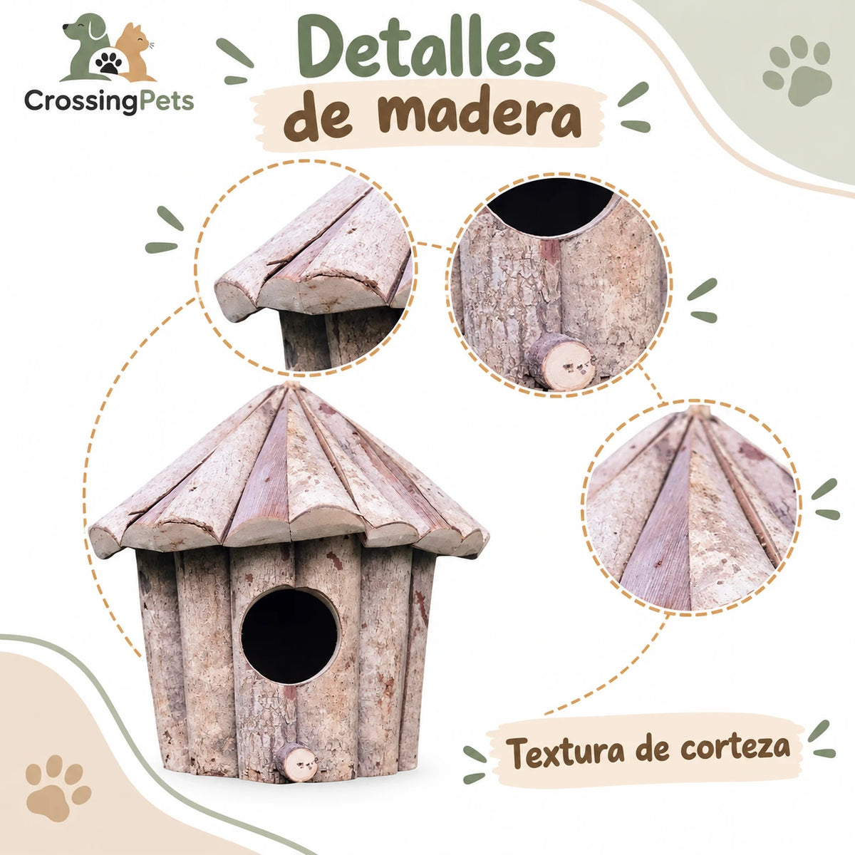 Casita colgante de madera para aves — CrossingPets · imagen 2