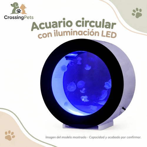 Acuario circular de sobremesa con iluminación LED — CrossingPets · imagen 1