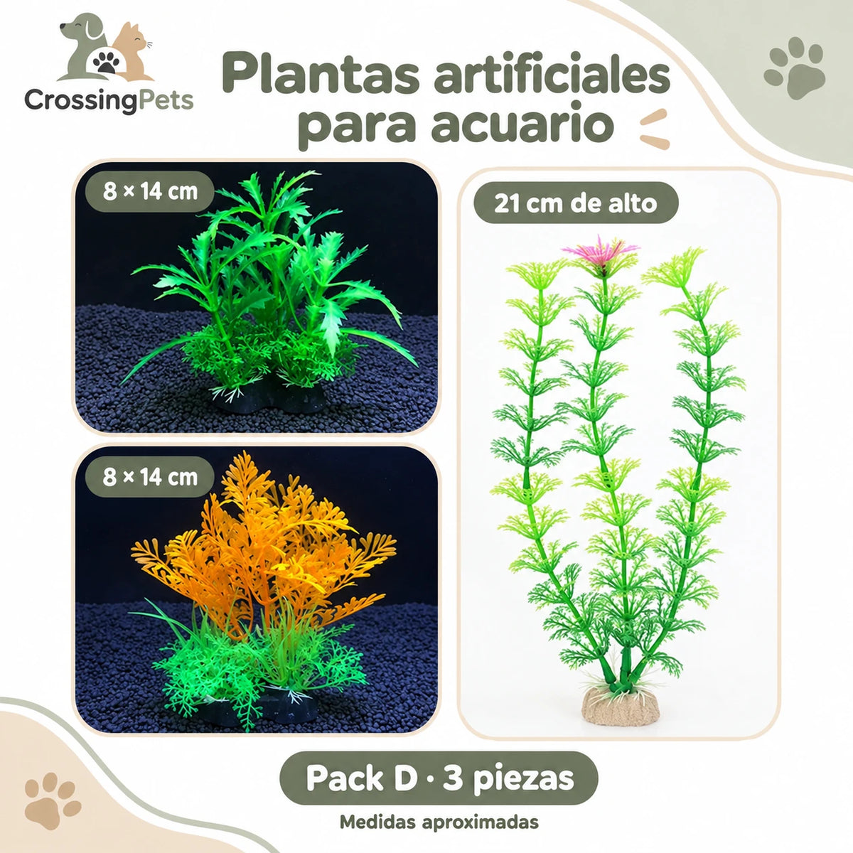 Plantas artificiales para acuario · Modelos sueltos y packs — CrossingPets · imagen 3