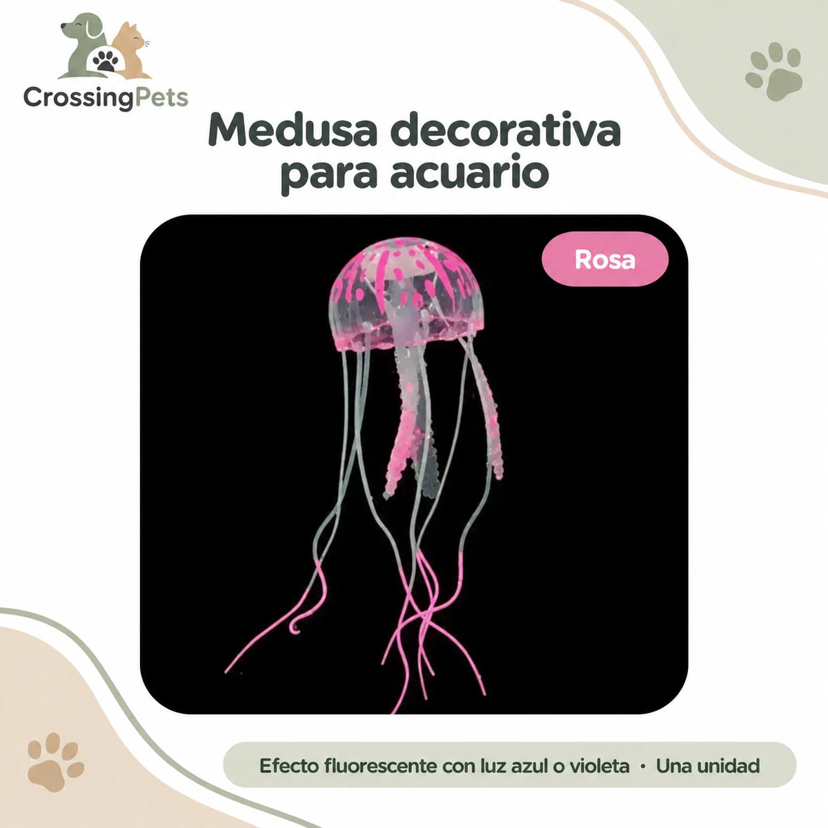 Medusa decorativa fluorescente para acuario · 6 colores — CrossingPets · imagen 5
