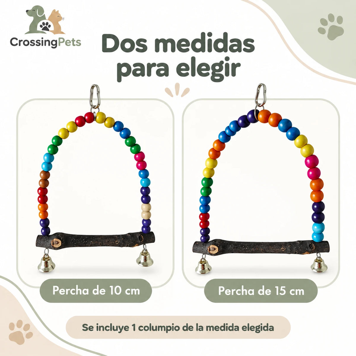 Columpio de madera y cuentas de colores para aves — CrossingPets · imagen 3