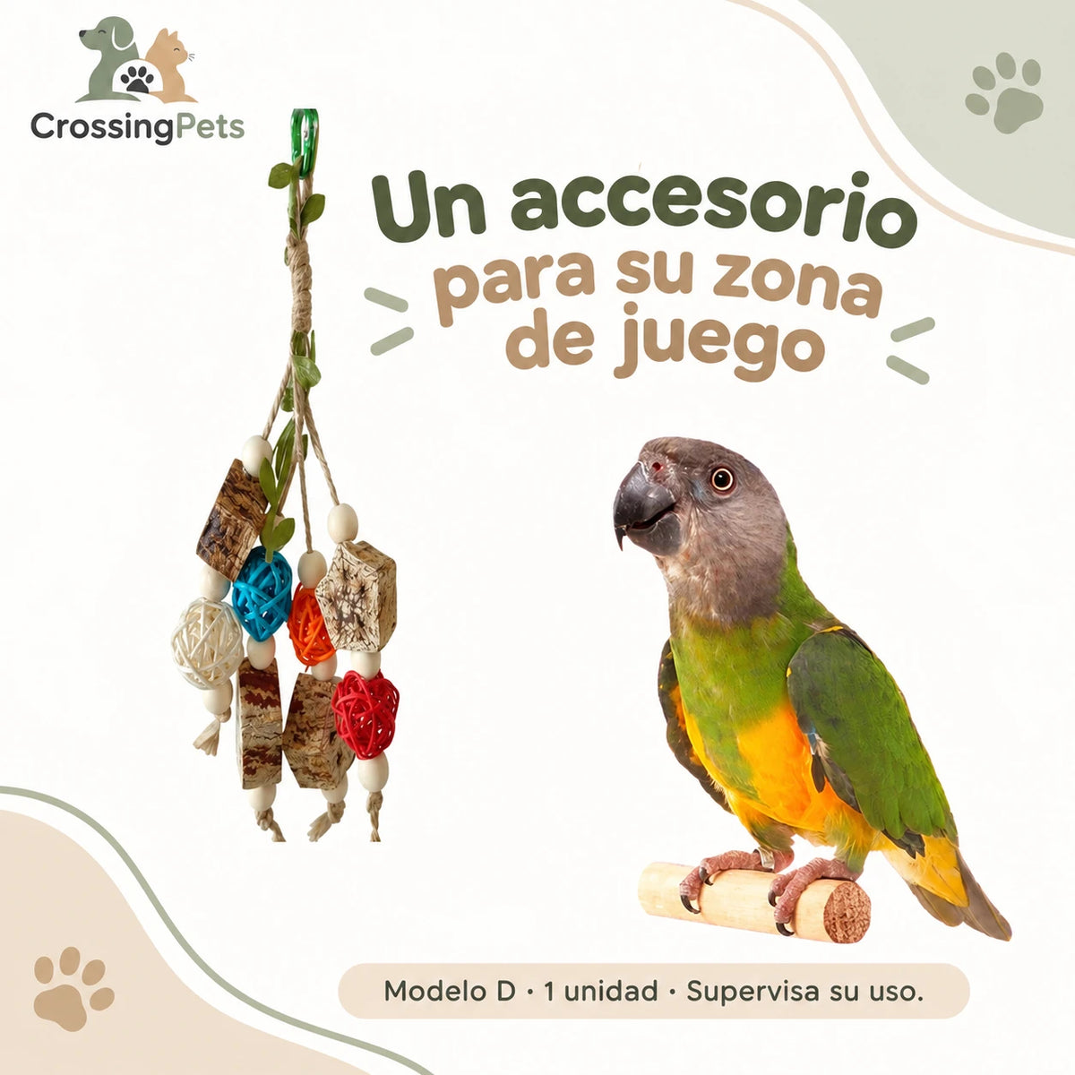 Juguete colgante de texturas y madera para aves — CrossingPets · imagen 10