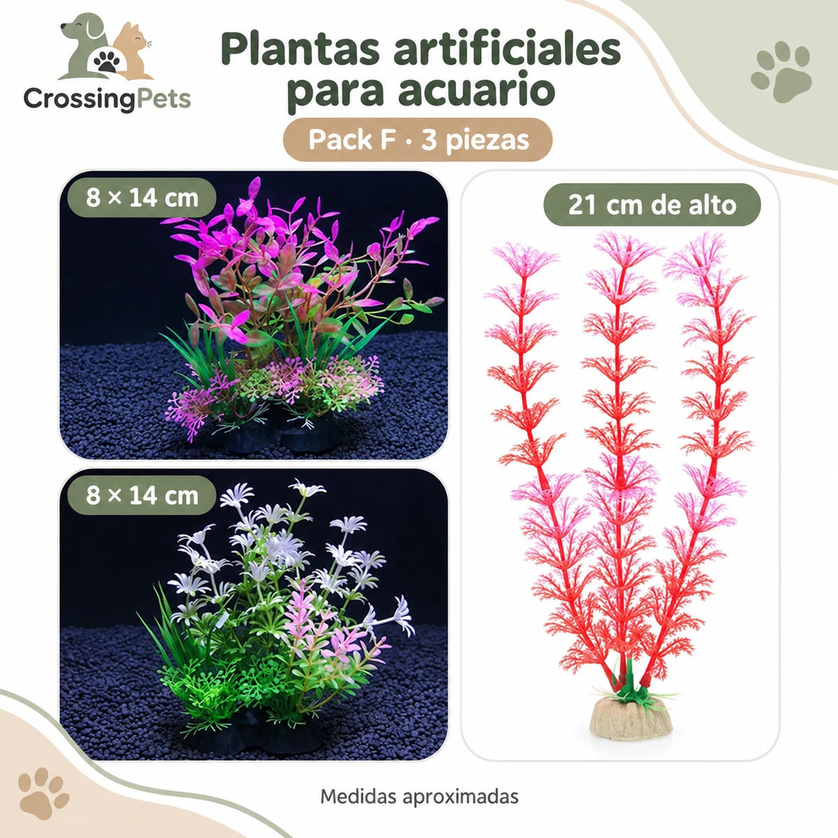 Plantas artificiales para acuario · Modelos sueltos y packs — CrossingPets · imagen 5