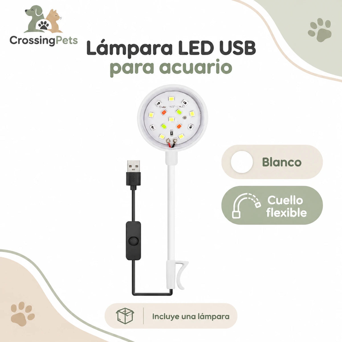 Lámpara LED USB con pinza para acuario · 5 colores — CrossingPets · imagen 7