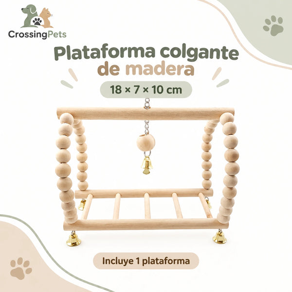 Columpios y perchas de madera para aves