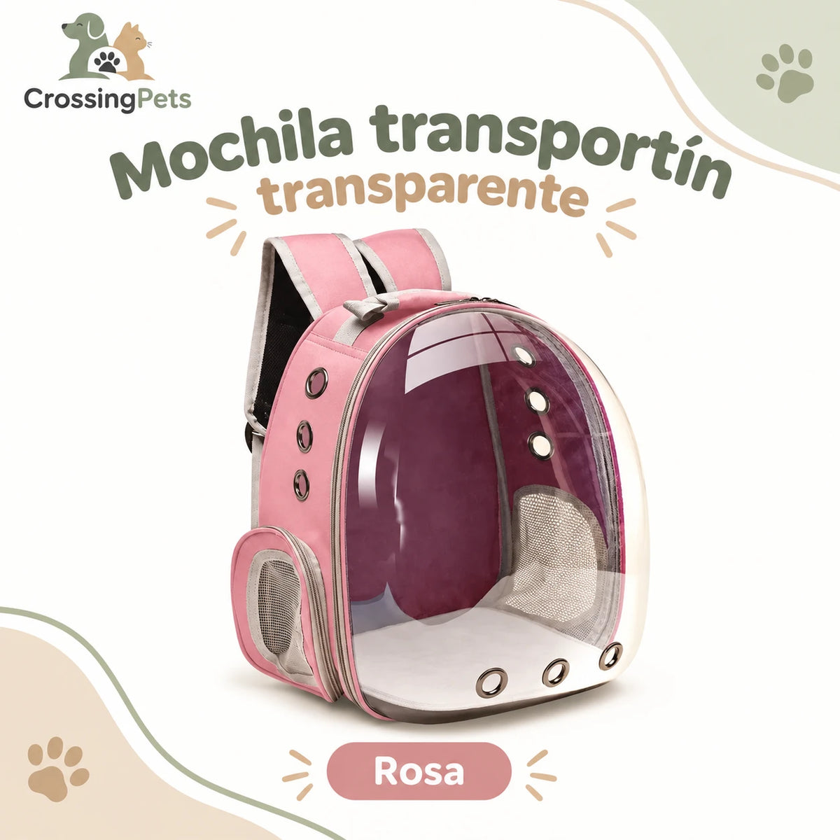 Mochila transportín con frontal transparente — CrossingPets · imagen 3