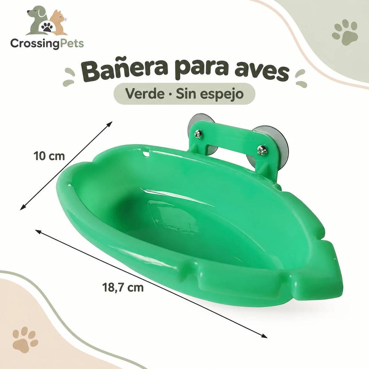 Bañera para aves con ventosas y espejo opcional — CrossingPets · imagen 2