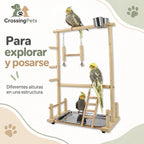 Parque de madera para aves con columpio y escalera — CrossingPets · imagen 2