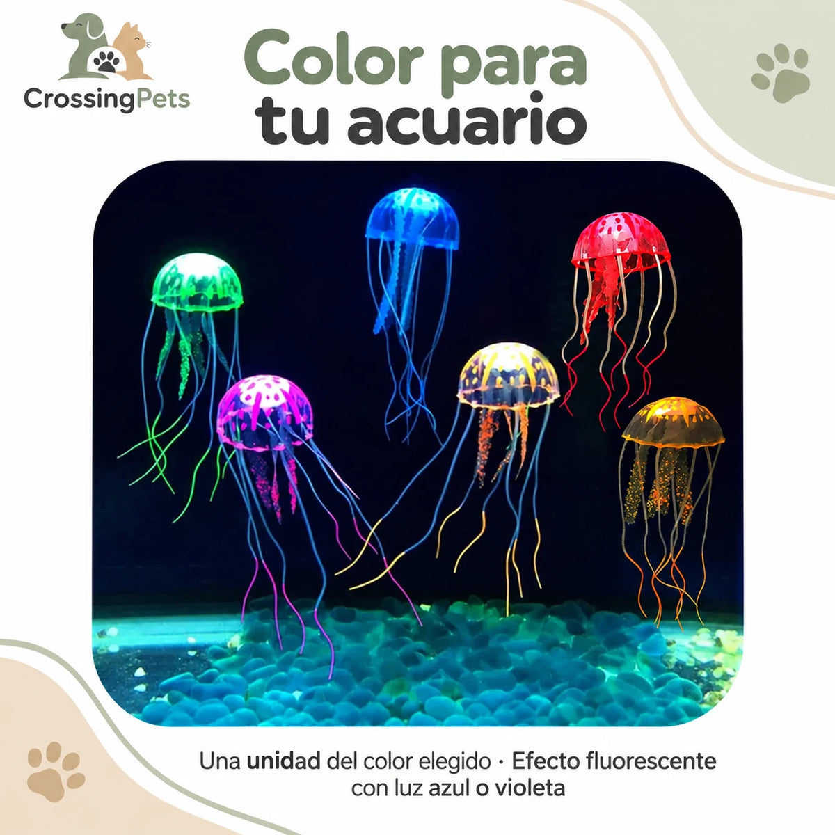 Medusa decorativa fluorescente para acuario · 6 colores — CrossingPets · imagen 7