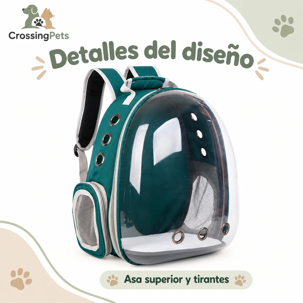 Mochila transportín con frontal transparente — CrossingPets · imagen 8