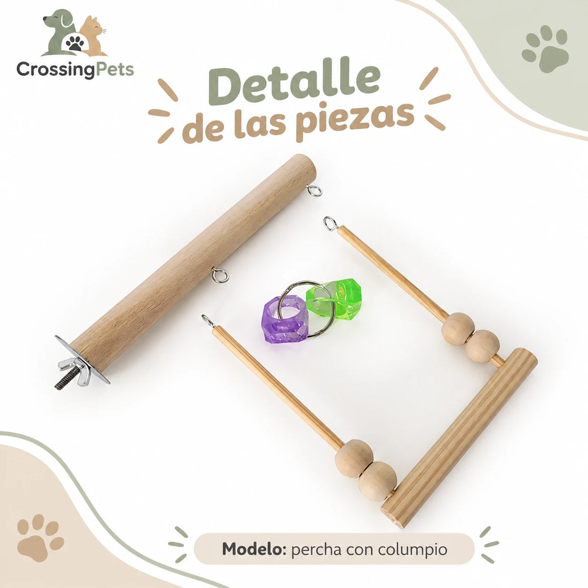 Columpios y perchas de madera para aves — CrossingPets · imagen 5