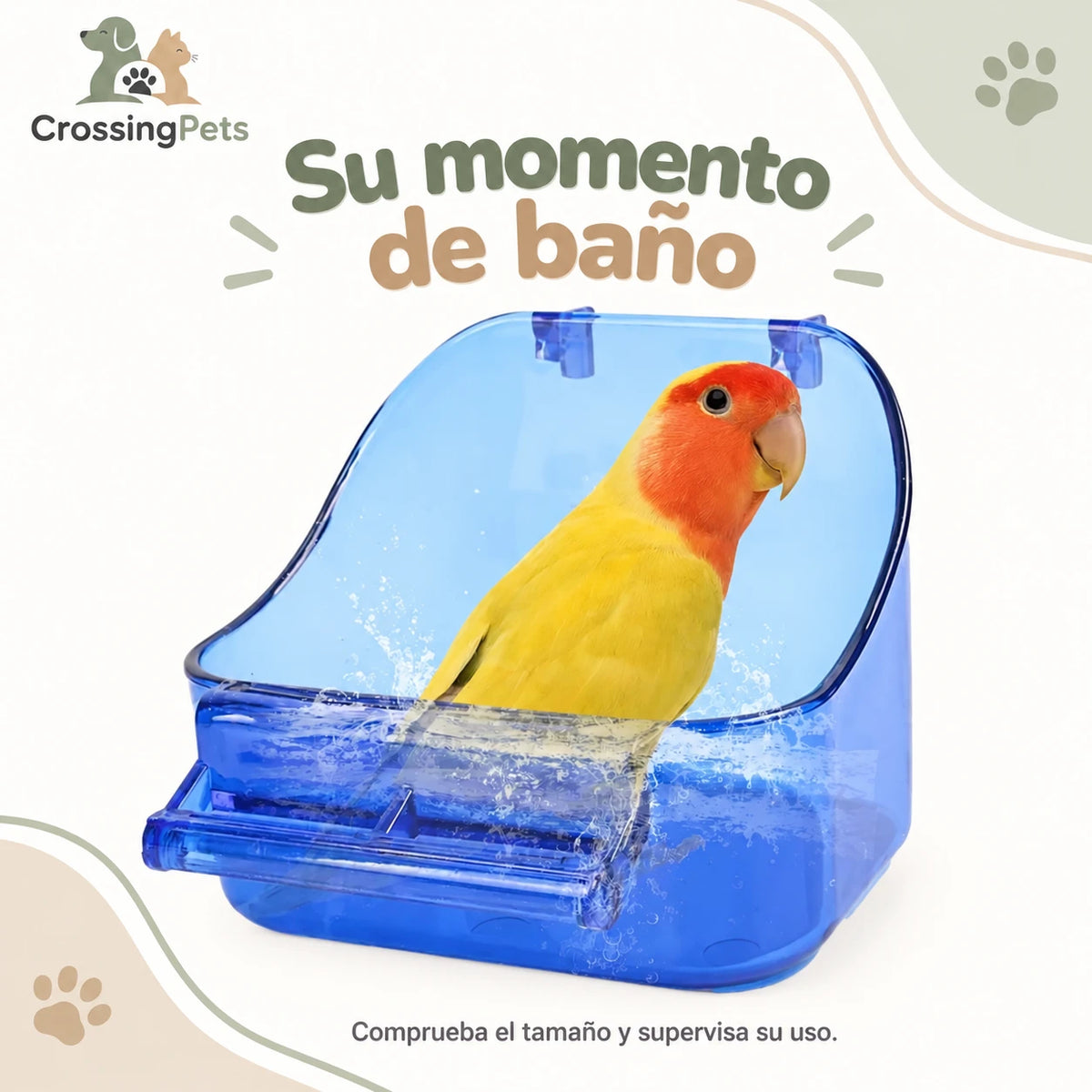 Bañera compacta con posadero para aves — CrossingPets · imagen 3