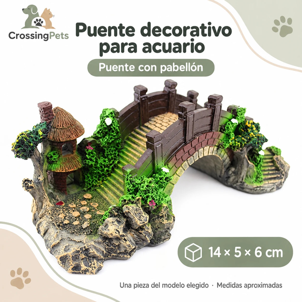 Puentes y refugios decorativos de resina para acuario — CrossingPets · imagen 1