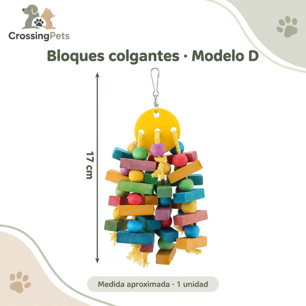 Juguetes colgantes para aves: pack y modelos individuales — CrossingPets · imagen 2
