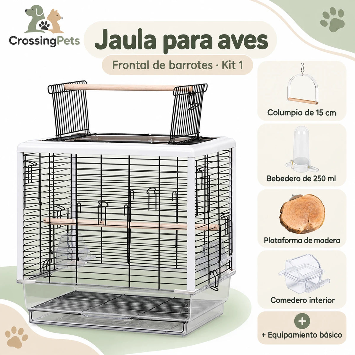 Jaula para aves con apertura superior y bandeja extraíble — CrossingPets · imagen 14