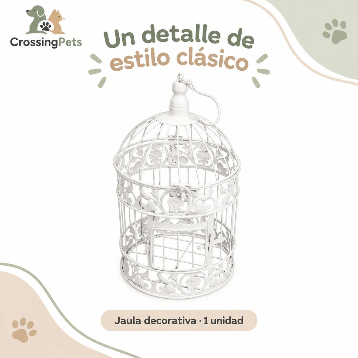 Jaula decorativa blanca de hierro — CrossingPets · imagen 3