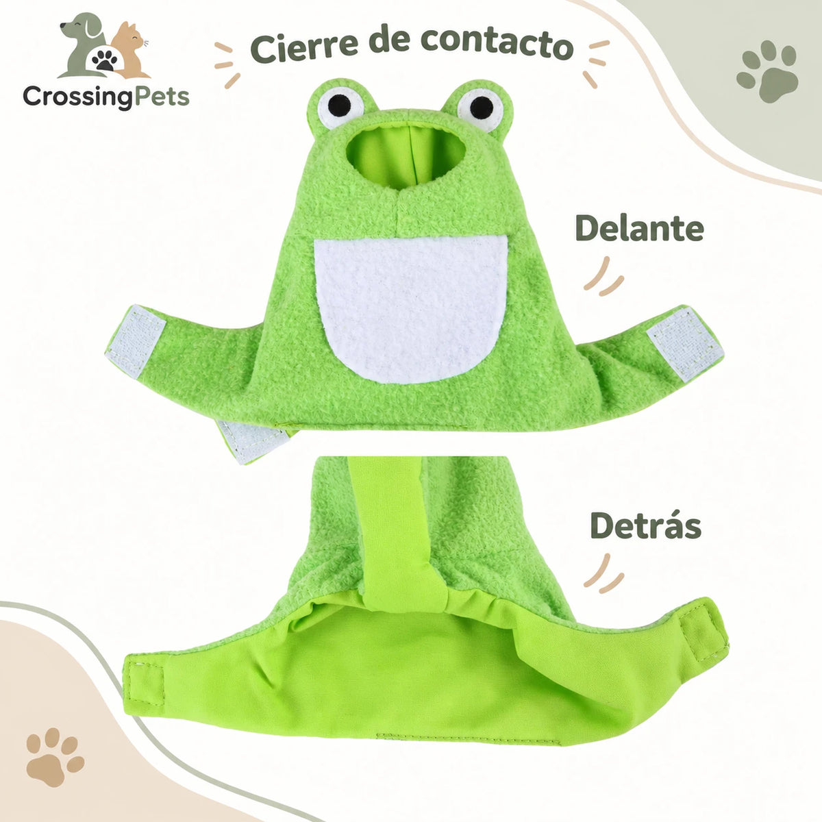 Disfraz de rana de felpa para aves — CrossingPets · imagen 4