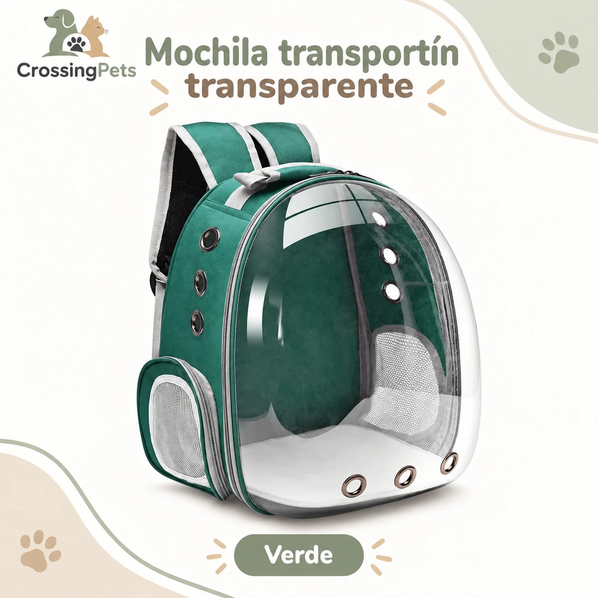 Mochila transportín con frontal transparente — CrossingPets · imagen 1
