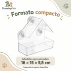 Comedero transparente para aves con ventosas — CrossingPets · imagen 4