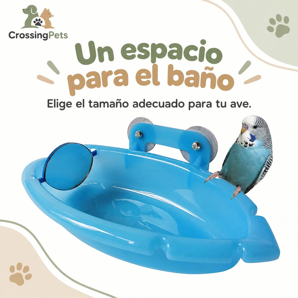 Bañera para aves con ventosas y espejo opcional — CrossingPets · imagen 5