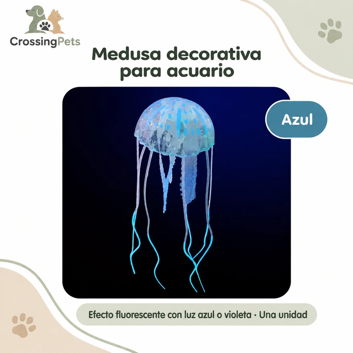 Medusa decorativa fluorescente para acuario · 6 colores — CrossingPets · imagen 6