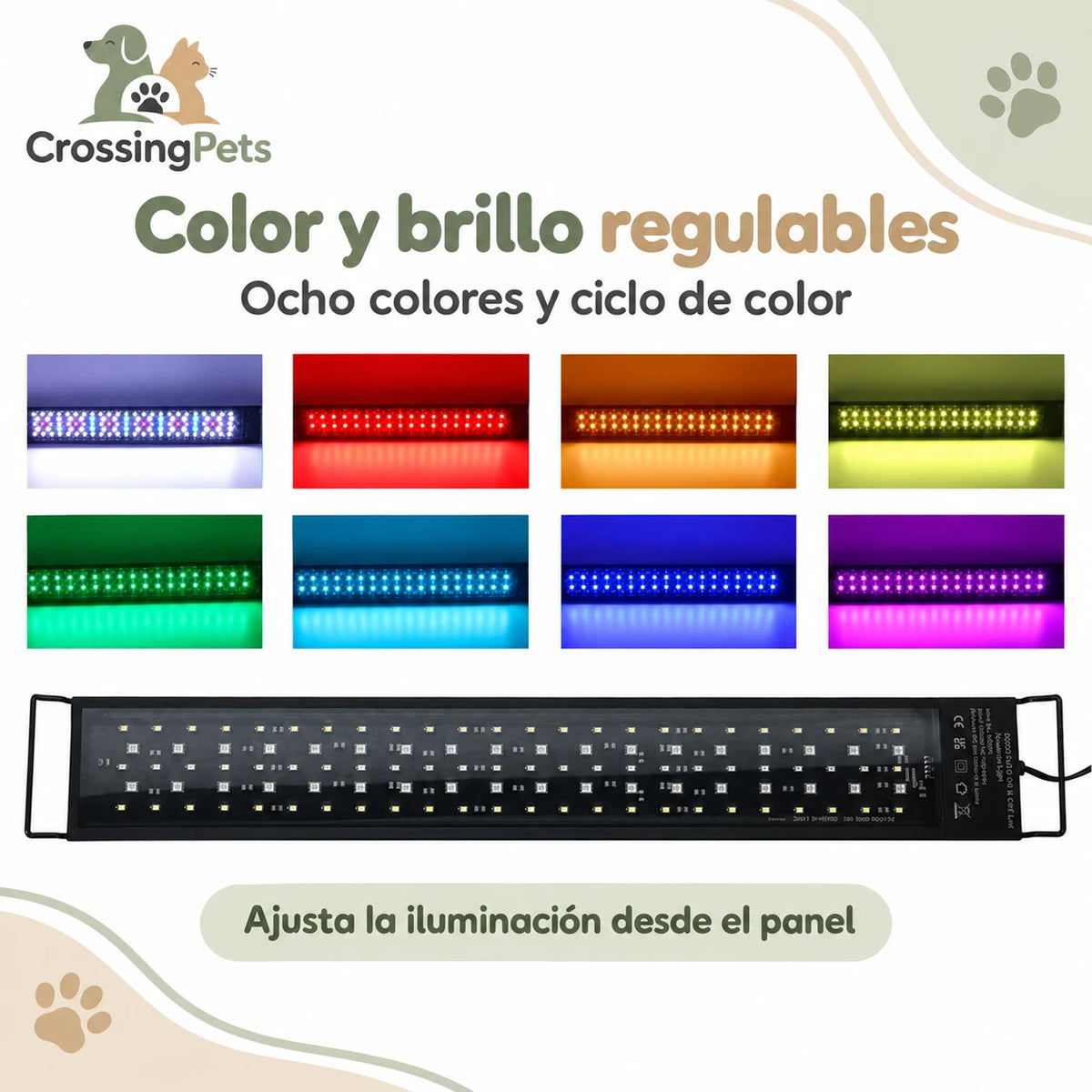Lámpara LED para acuario con pantalla y soportes extensibles — CrossingPets · imagen 5