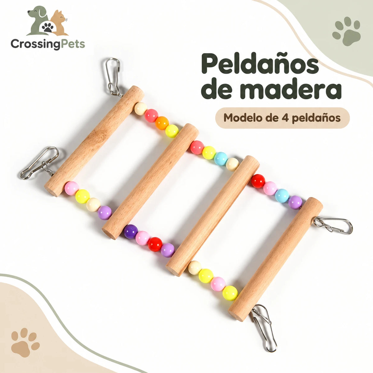 Escalera de madera con cuentas de colores para aves — CrossingPets · imagen 8