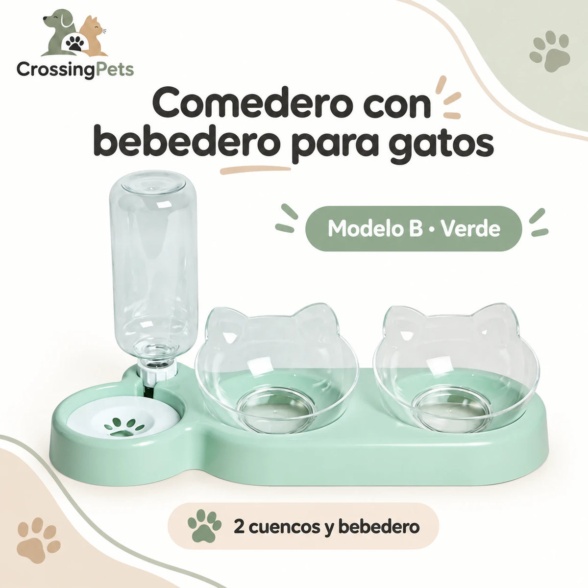 Comedero con bebedero de depósito para gatos — CrossingPets · imagen 3