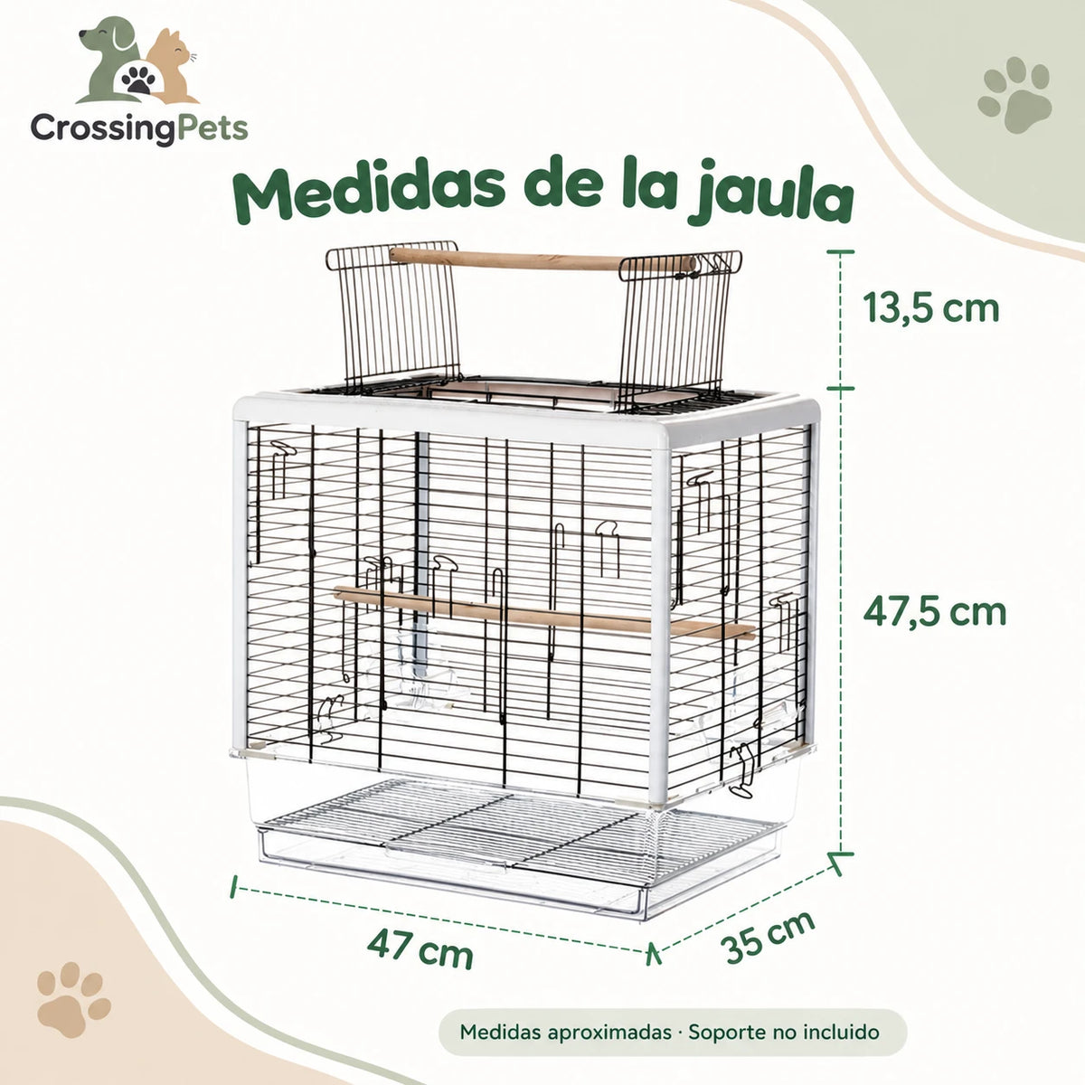 Jaula para aves con apertura superior y bandeja extraíble — CrossingPets · imagen 22