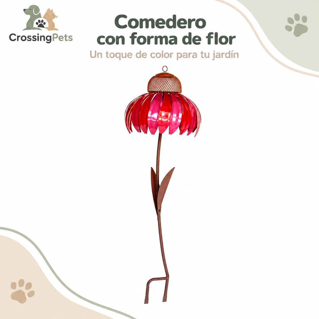 Comedero metálico con forma de flor para jardín — CrossingPets · imagen 1