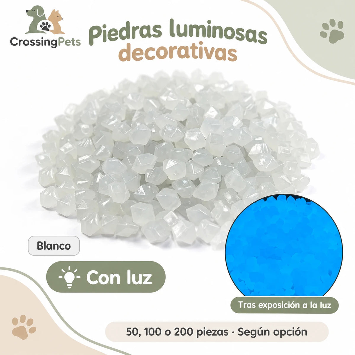 Piedras luminosas decorativas · 50, 100 o 200 piezas — CrossingPets · imagen 4